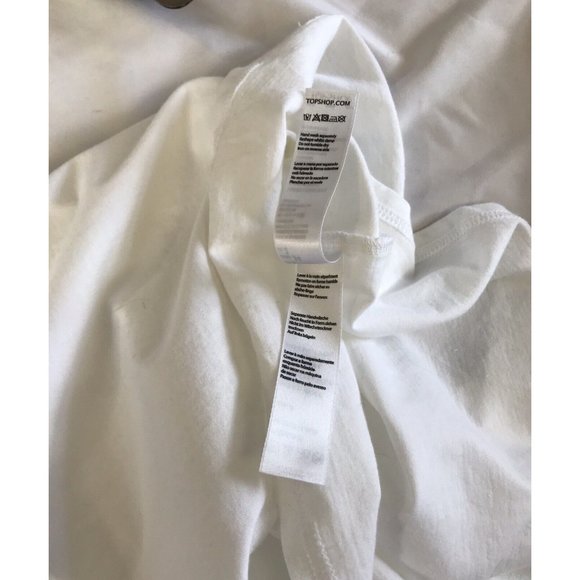 Topshop Top US 2 White Sleeveless Top Racer Back Fringe Neckline Scoop Neck - Picture 8 of 9